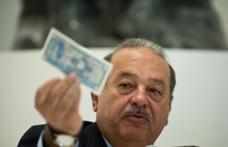 Mexican tycoon Carlos Slim speaks during